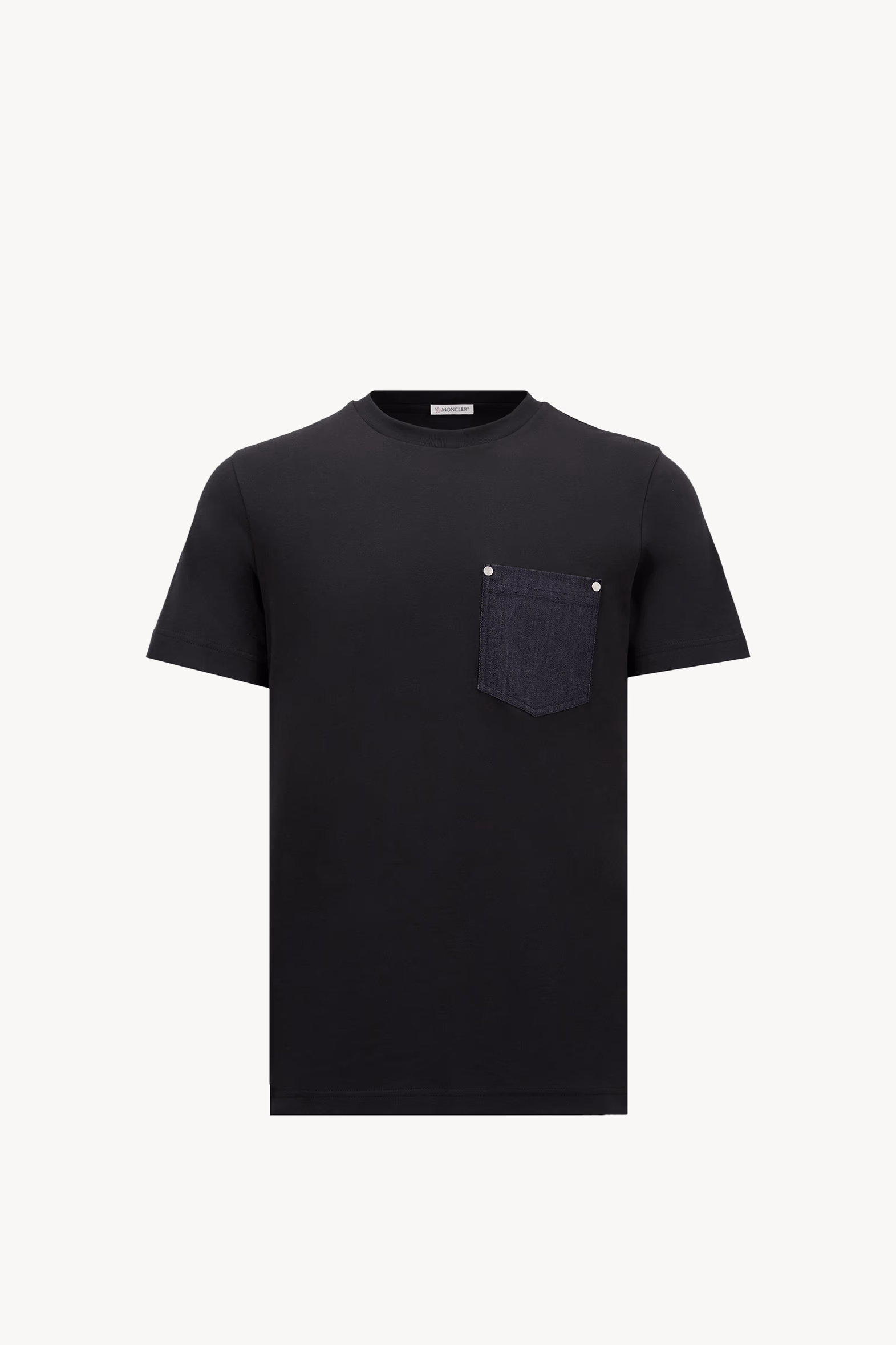 T-shirt en coton et denim avec poche Hommes Bleu marine Moncler 2